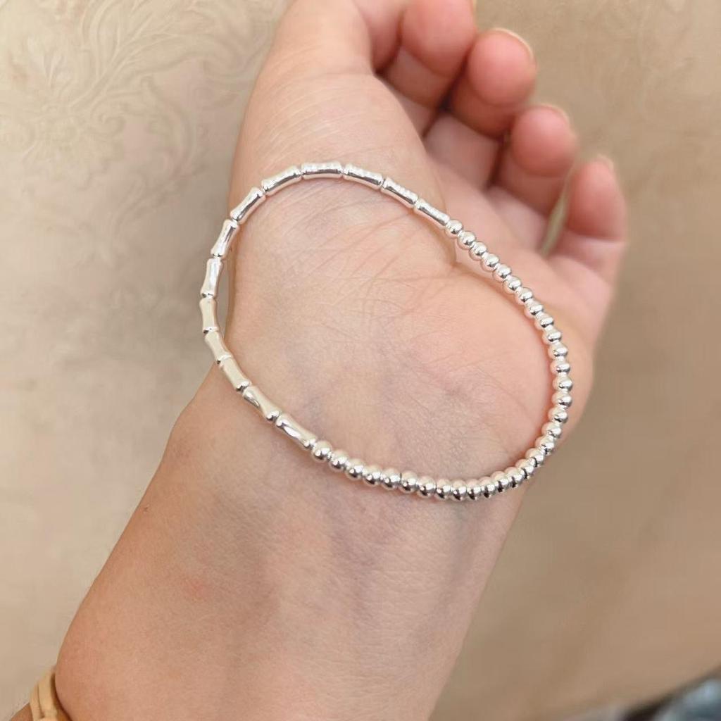 S925 Sterling Silver Bamboo Tube Spacer Beads for DIY Beaded Bracelets and Jewelry.