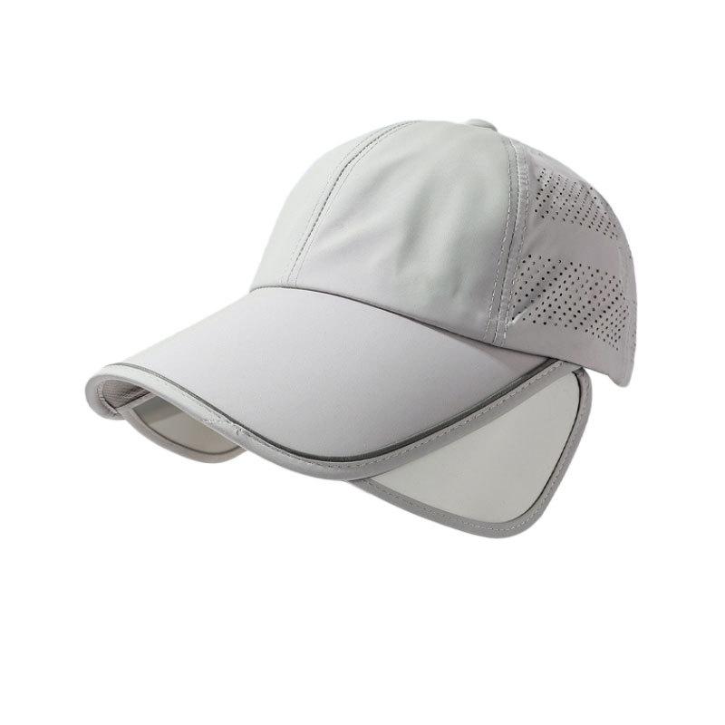Long Wide Brim Sunscreen Baseball Cap Women's Summer Thin Quick-Drying Retractable Shade Cap