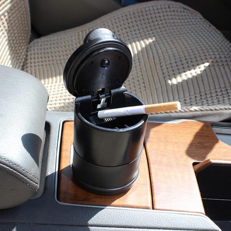 1pcs Car Ashtray With LED Light Cigarette Cigar Ash Tray Container Smoke Ash Cylinder Smoke Cup Holder Decor Auto Accessories