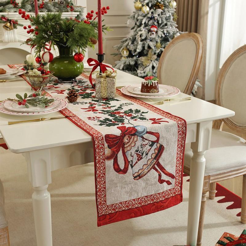 Christmas Table Runner Bed Scarf Woven Jacquard Decorative Cloth Dining Living Room