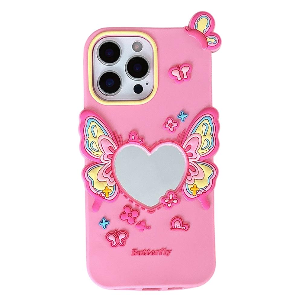 

For iPhone 16 Pro Max Silicone Case Cute Butterfly Mirror Design Shockproof Phone Back Cover A
