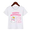 Cute Marie Cat Print Cartoon Girls Clothes 1 2 3 4 5 6 7 8 9 Years Happy Birthday Kids T Shirt Baby Boys Children T-Shirt Gift