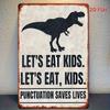 2D Flat Print, Vintage Square Metal Sign, "Let's Eat, Kids "(7.8x11.8 Inches), Fun Wall Art Decoration, for English Classrooms