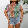Sommermode für Damen in Übergröße mit Leopardenmuster und kurzen Ärmeln