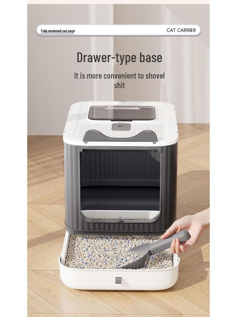 Extra velký skládací uzavřený kočičí záchod s deodorizérem a zásuvkou proti rozstřiku