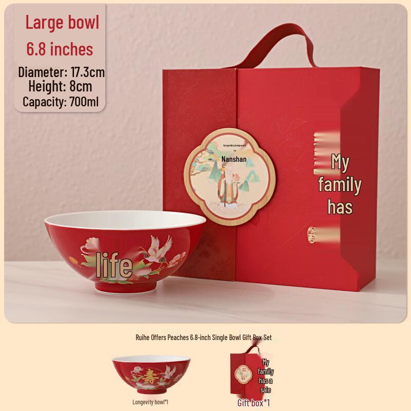 Auspicious Crane Longevity Noodle Bowl Gift Set