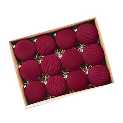 12 Stück 8cm Weihnachts-Samtkugel-Ornamente Wiederverwendbare Weihnachtskugeln Anhänger Einfarbig Bruchsicher Weihnachtsbaum Hängeornamente