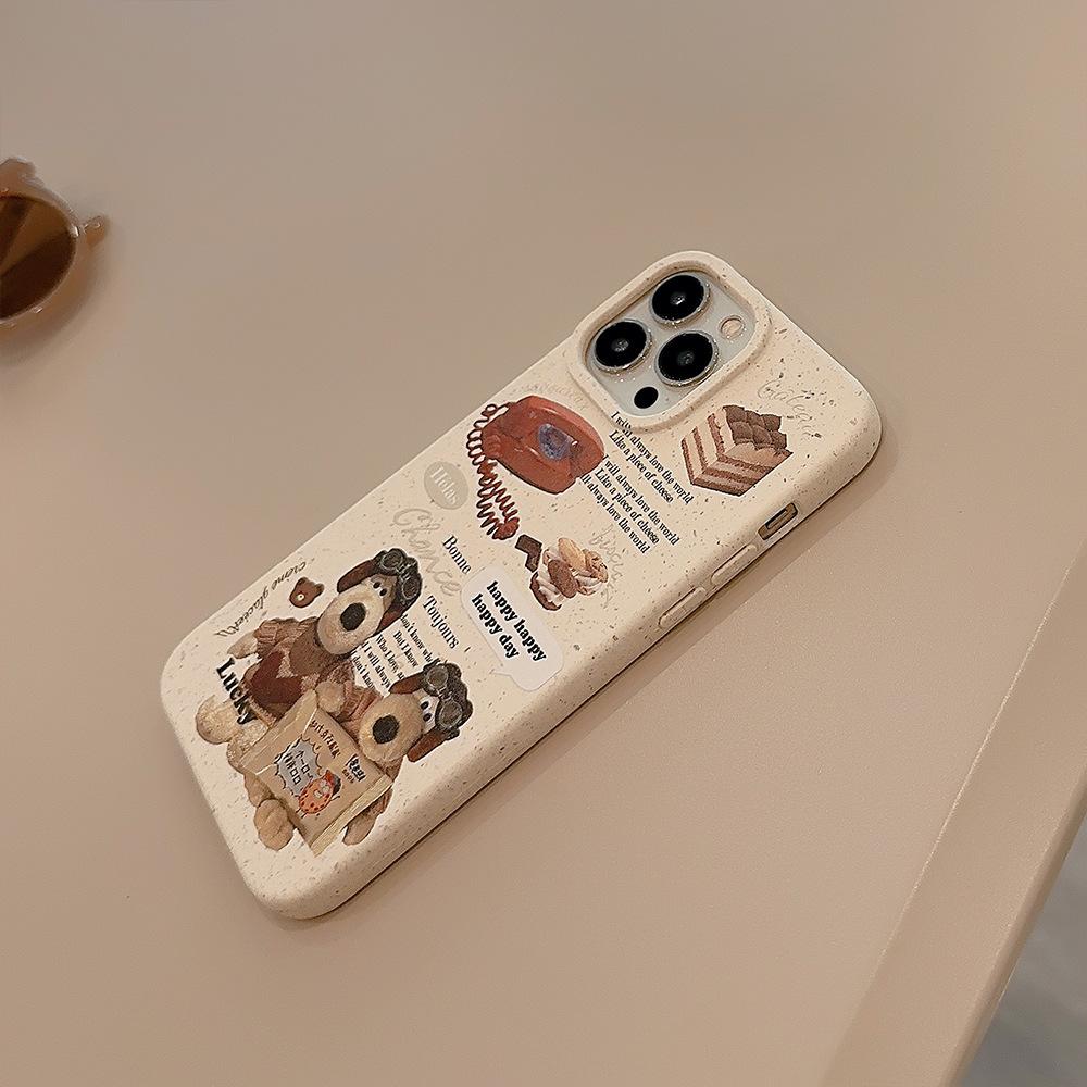 Retro Ins Phone Dog Suitable for IPhone14ProMax Mobile Case 15 Apple 13 Frosted 16 Silicone X Soft