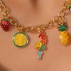 Trendy Fruit Bracelet and Necklace Set Stainless Steel Texture Suitable for Fashion Lovers Various Occasions Wear