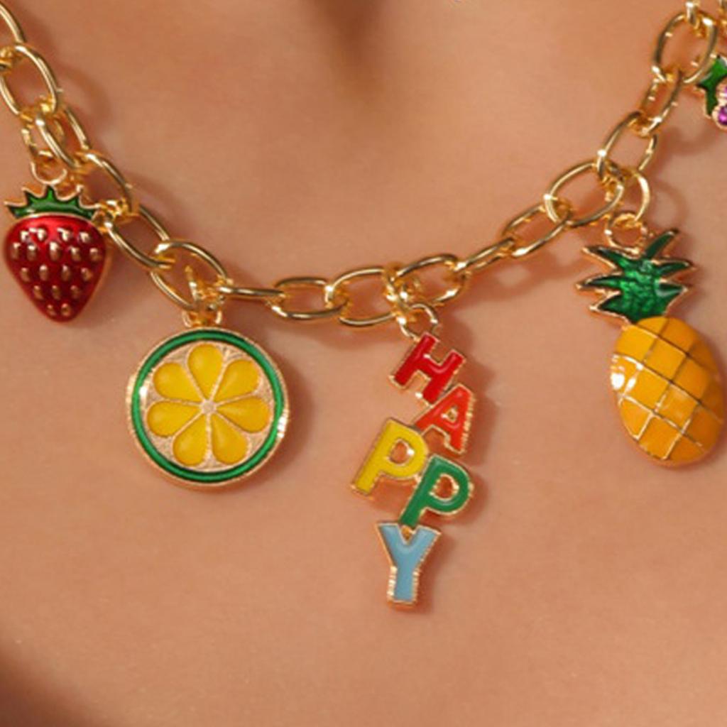 Trendy Fruit Bracelet and Necklace Set Stainless Steel Texture Suitable for Fashion Lovers Various Occasions Wear