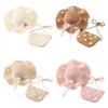 Toddler Girl Straw Hat and Bag Set with Flower Decors Wide Brims Sun Hat Foldable Design Hat for Beach Wear