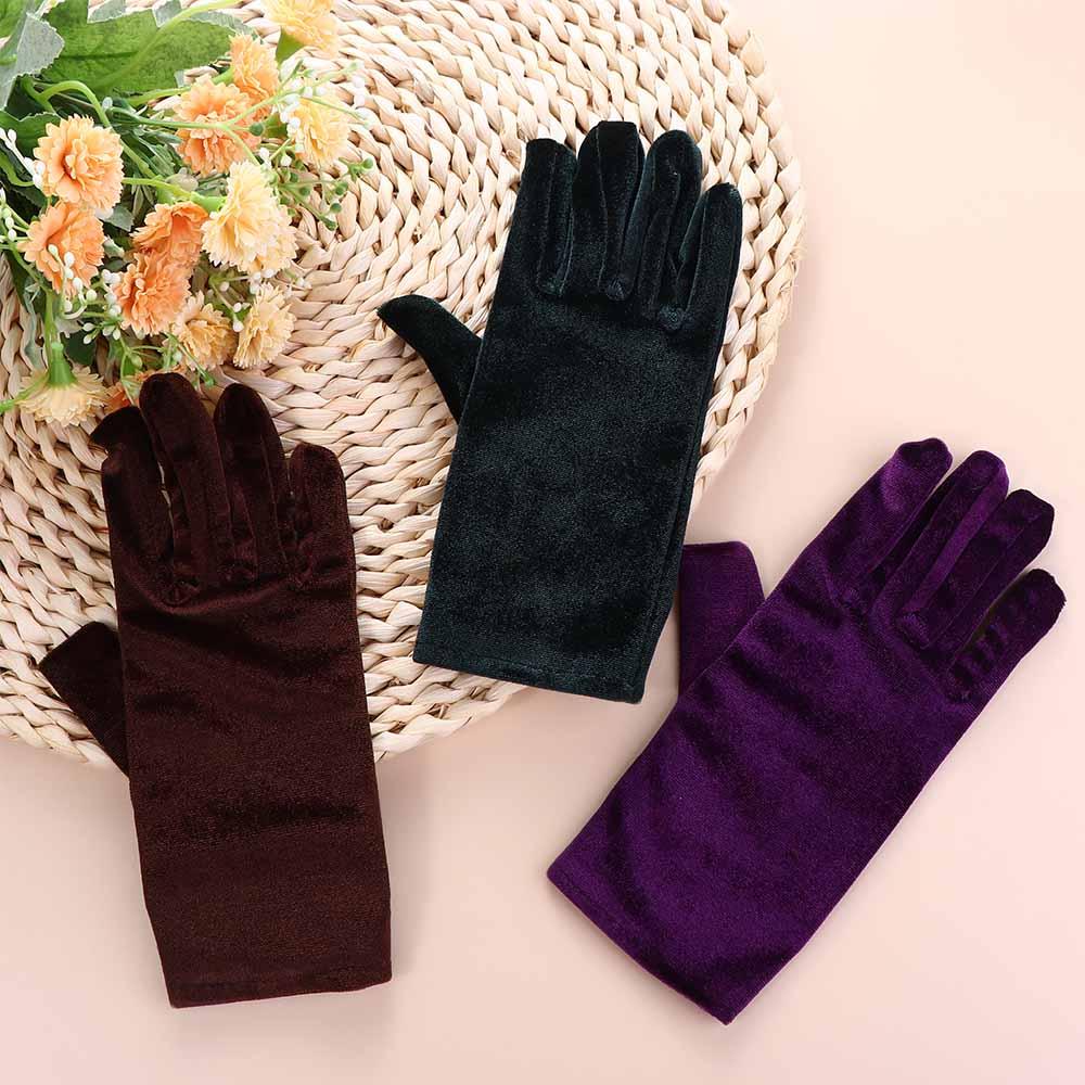 Party Winter Women Soft Autumn Driving Gloves Gold Velvet Gloves Elastic Full Finger Mittens