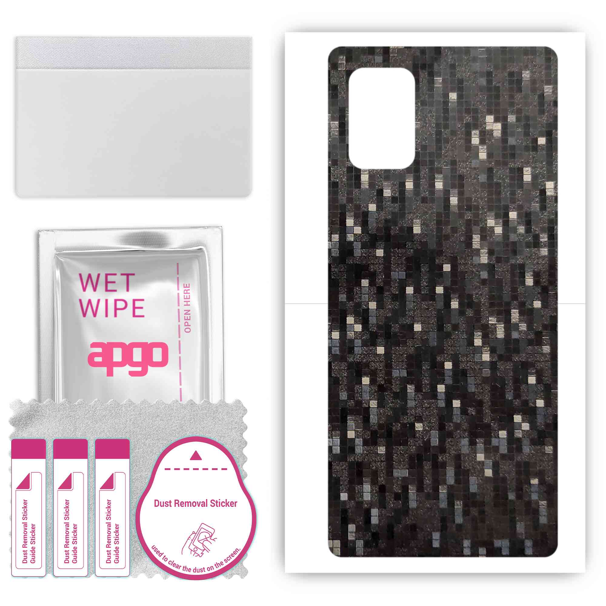 

Apgo Protective Skin Sticker for the back compatible with Samsung Galaxy A71 5G UW, Wrap Film, Foil, Vinyl - Pattern Carbon Black Pixel