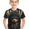 Kids Boys Clothes Short Sleeve Cool Bear Print Children Summer Clothes Boys Tshirt Casual Stylish Girl Clothes O-Neck