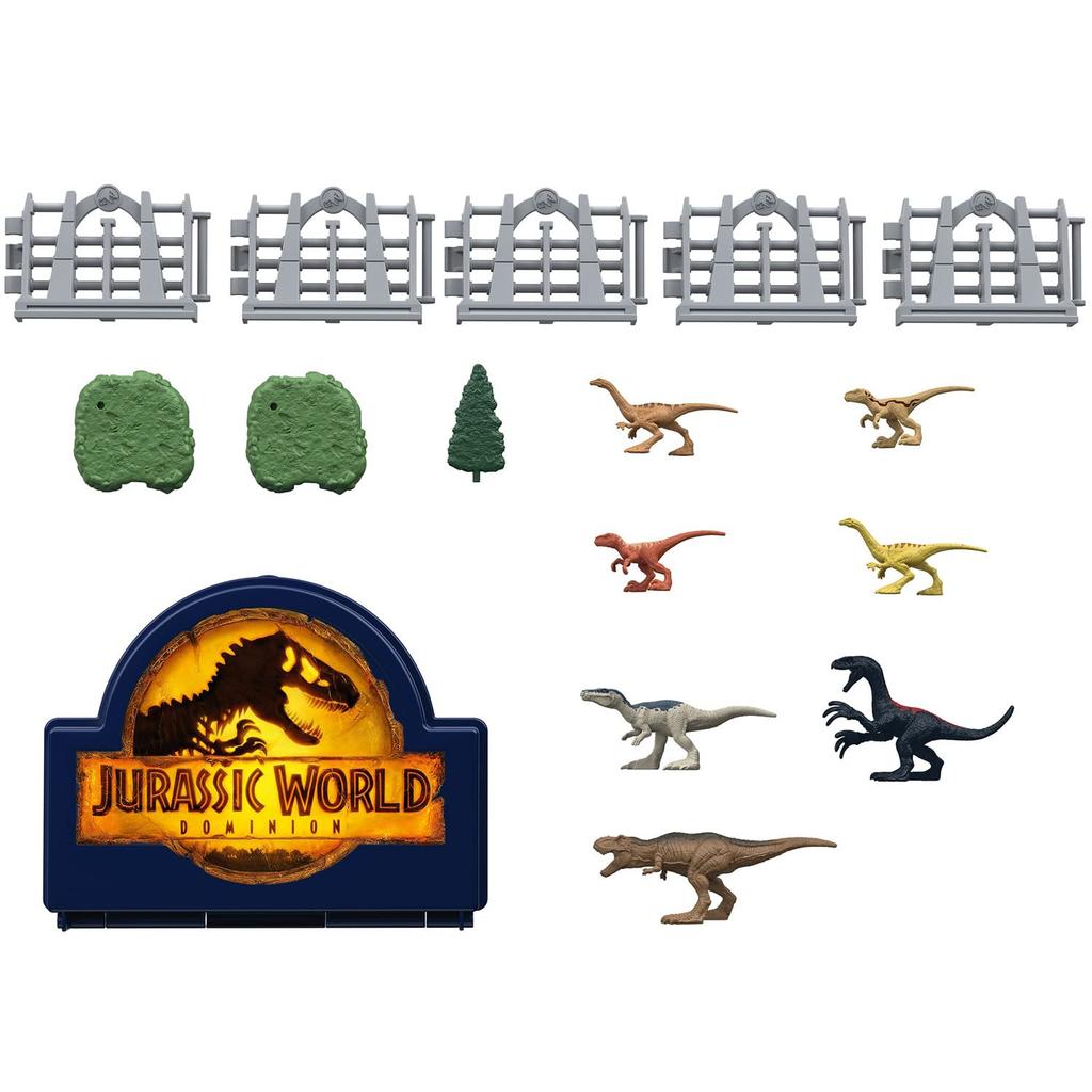 Mattel Jurassic World New Dominators Minifigure Set with Storage Case 4 and HJB15 [Dinosaur Toy] [Ages Up]