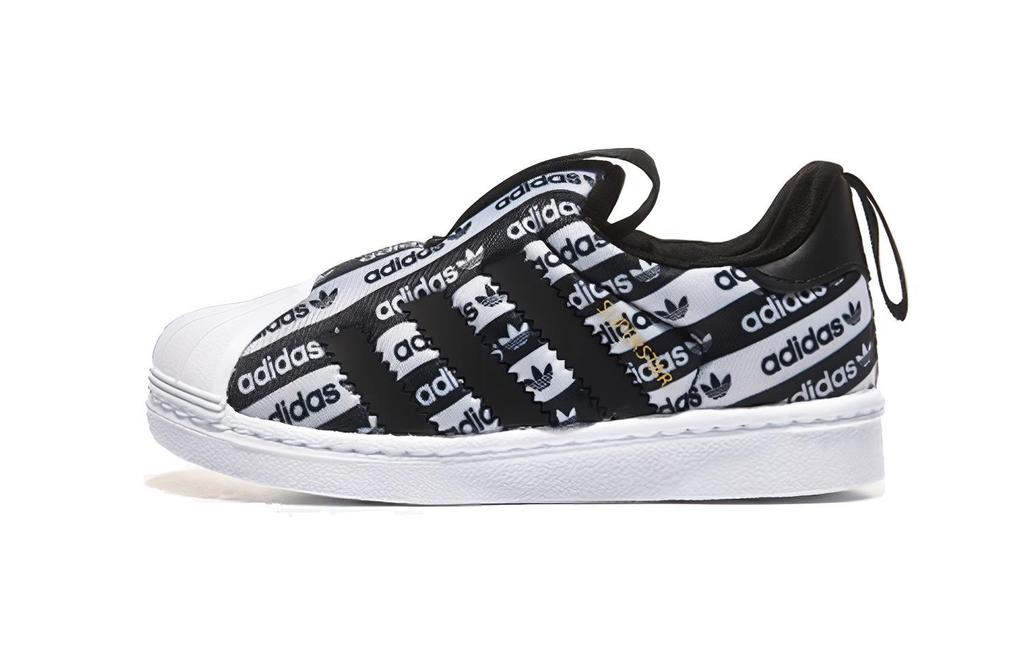 adidas Originals SUPERSTAR 360 Abrasion Resistant Low Top Skateboard Shoes Black White Infant And Toddler EF6642