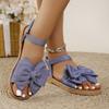 Fashion 2025 New Women's Counter Sliding Trend Sandals Summer Fashion Beach Casual Slippers Outdoor Bow Elastic Flat Shoes Zapatos Mujer