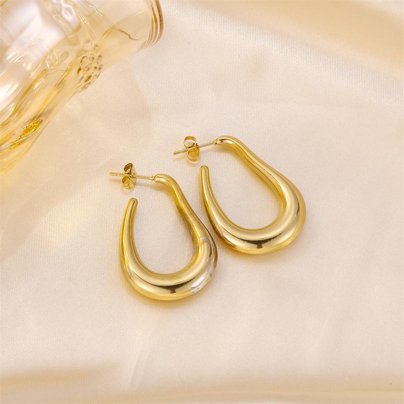 Atoztide Fashion Hollow Bamboo Hoop Earrings for Women Stainless Steel Jewelry Beads Ear Loop Threaded Earrings Mothers Day Gift