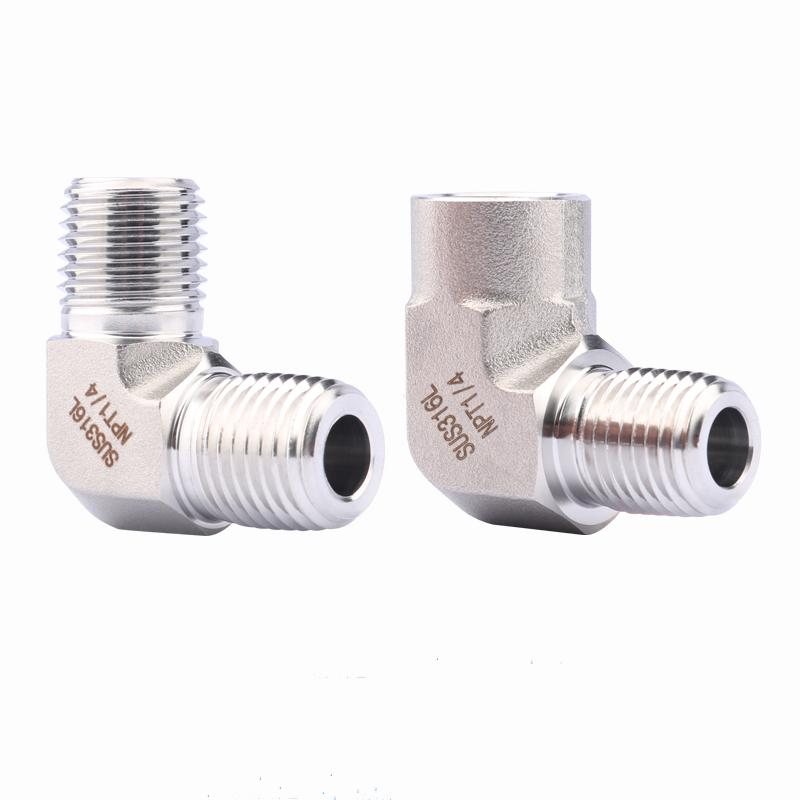 1/8" 1/4" 3/8" 1/2" NPT Female Male Thread 316L Stainless Steel Forged Pipe Fitting Elbow 90 Degree Connector High Pressure