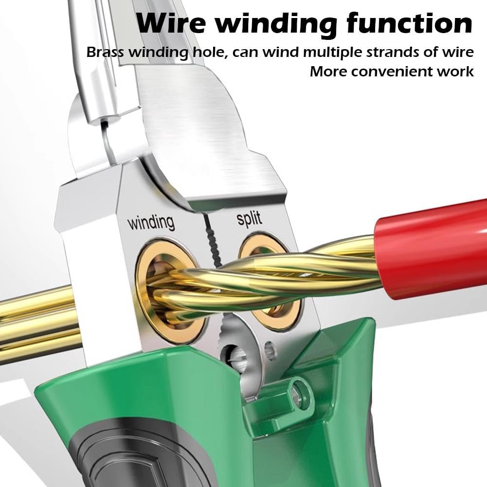 Wire Strippers with Electricity Measurement Function, 8in1 Wire Stripping Pliers for Cutting and Pulling Wires, Cable Scissors for Scraping and