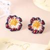 Red three-dimensional enamel flower earrings spring French high-end retro niche versatile fashion earrings