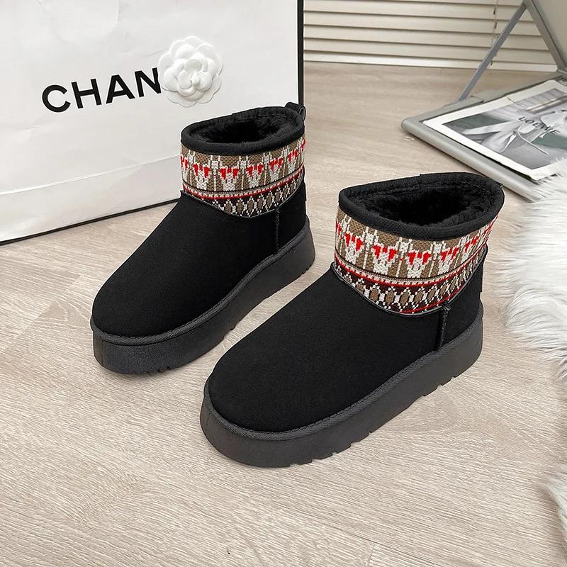 

Модные женские зимние ботинки на толстой подошве SyfIyno 2024, новые зимние повседневные бархатные зимние ботинки с низкой посадкой, теплые хлопковые ботинки 36 чёрный