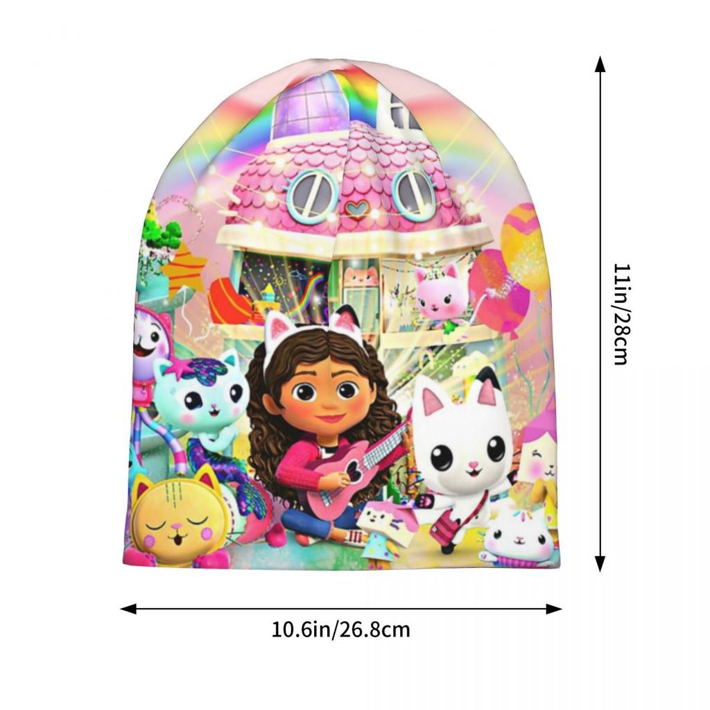 Pink Gabbys Dollhouses Bonnet Hat Autumn Winter Street Skullies Beanies Hats Cute Cartoon for Unisex Women Warm Dualuse Cap
