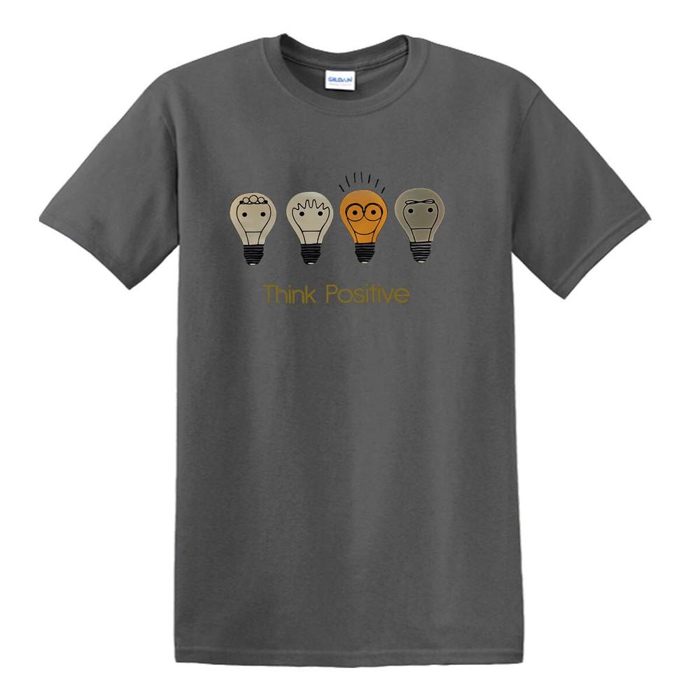 THINK POSITIVE FUNNY TSHIRT Party Bulbs Fun Joke Gift tshirt Gift Xmas Top Tee 2XL