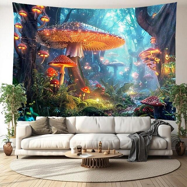 Tapestry large wall painting with forest mushrooms 75x100