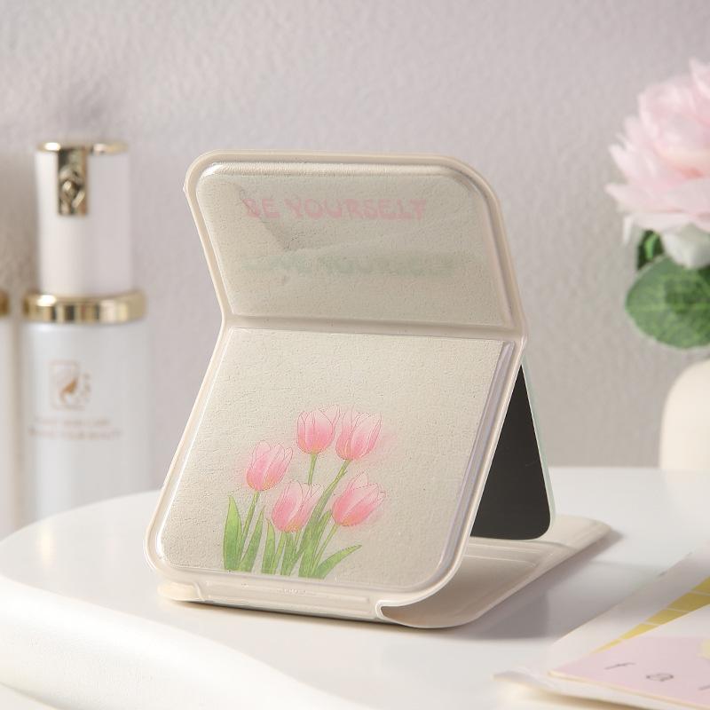 Складное настольное портативное ручное зеркало для макияжа для студенческих общежитий, Мини-портативное зеркало розовый