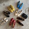 2025 Spring and Autumn New One-word Belt Mary Jane Single Shoes Women's Shallow Mouth Ballet Shoes Flat Red Small Leather Shoes