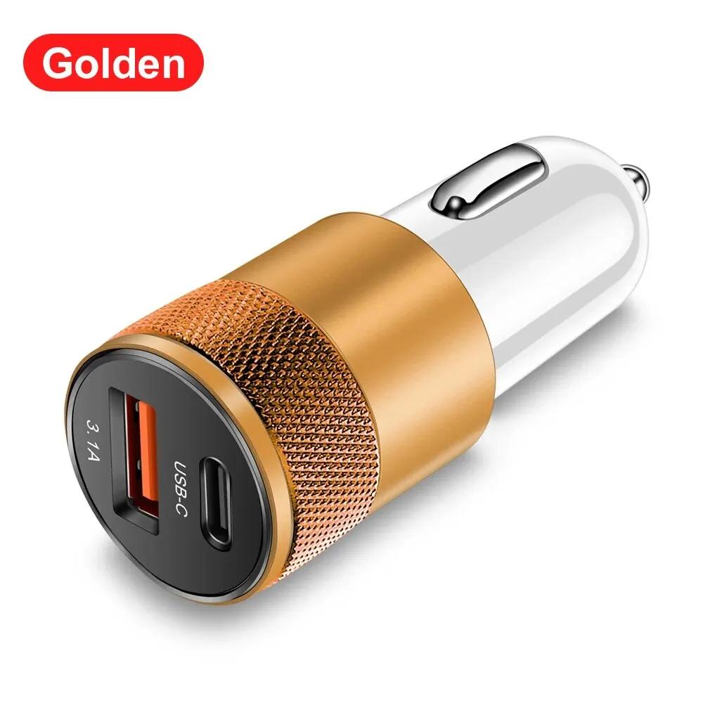 3.1A USB Car Charger Type C Fast Charging Phone Adapter For iPhone Xiaomi Huawei Phone Charger Adapter Socket Cigarette Lighter