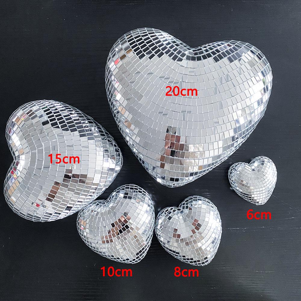 Reflective Heart Disco Ball Glass Ornament for Christmas Parties