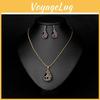 Exquisite Waterdrop Blue Zircon Peacock Pendant Necklace And Earring Set For Christmas Gifts