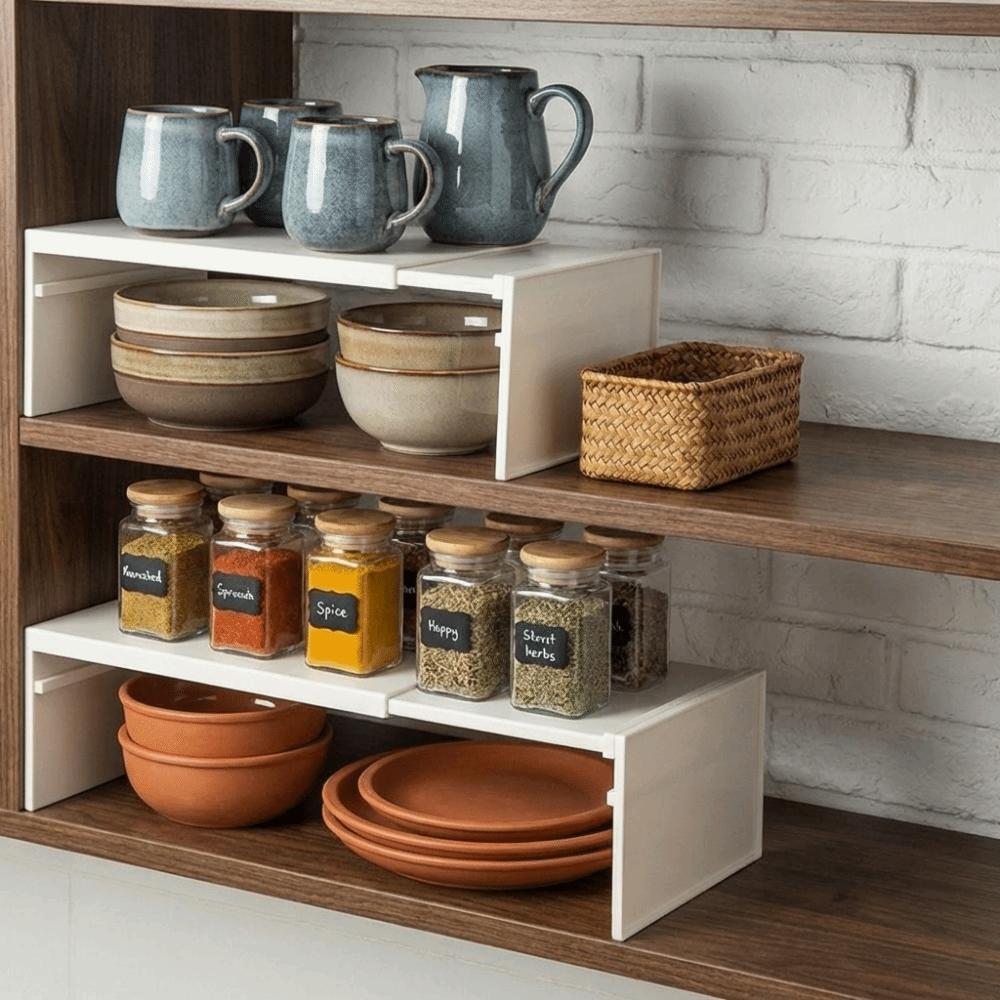 Plastic Retractable Kitchen Shelf Non-slip Adjustable Seasoning Bottle Storage Rack Space Saving Minimalist Shoe Rack Wardrobe