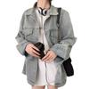 Jaqueta jeans feminina primavera e outono retrô lavada solta chique jaqueta tops
