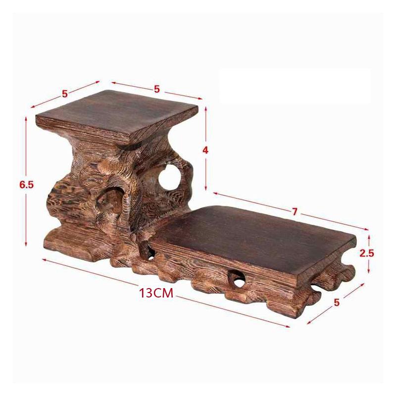 Retro Wooden Tea Table Teapot Cup Base Vase Decor Display Stand Bonsai Statues Stone Pedestal Display Wooden Base Serving Tray