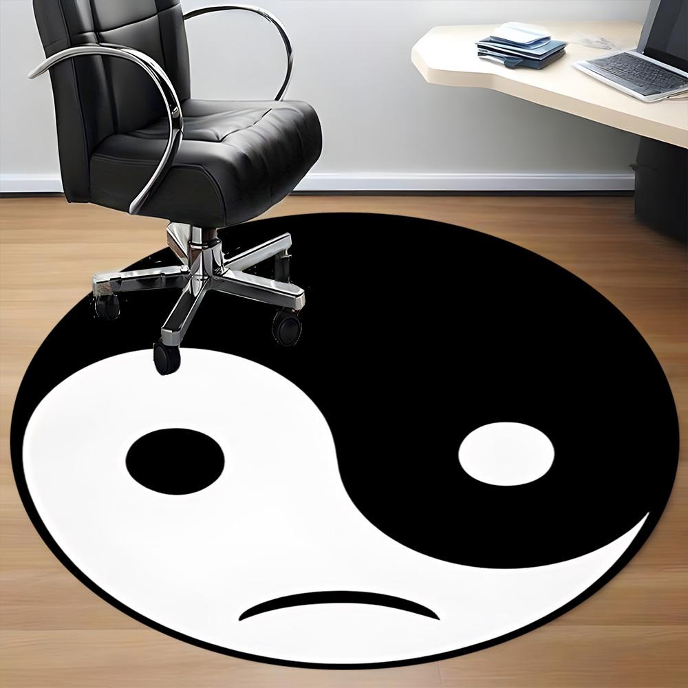 1pc Yin Yang Symbol Chair Carpet for Office Non-Slip, Machine Washable Rug for Office, Room - Holiday Decor, Machine Made yy251016081