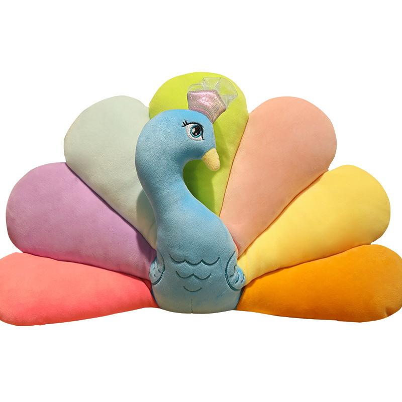 Creative Peacock Open Screen Pillow Plush Toy Doll Zoo Peacock Doll Children Sleeping Soothing Ragdoll