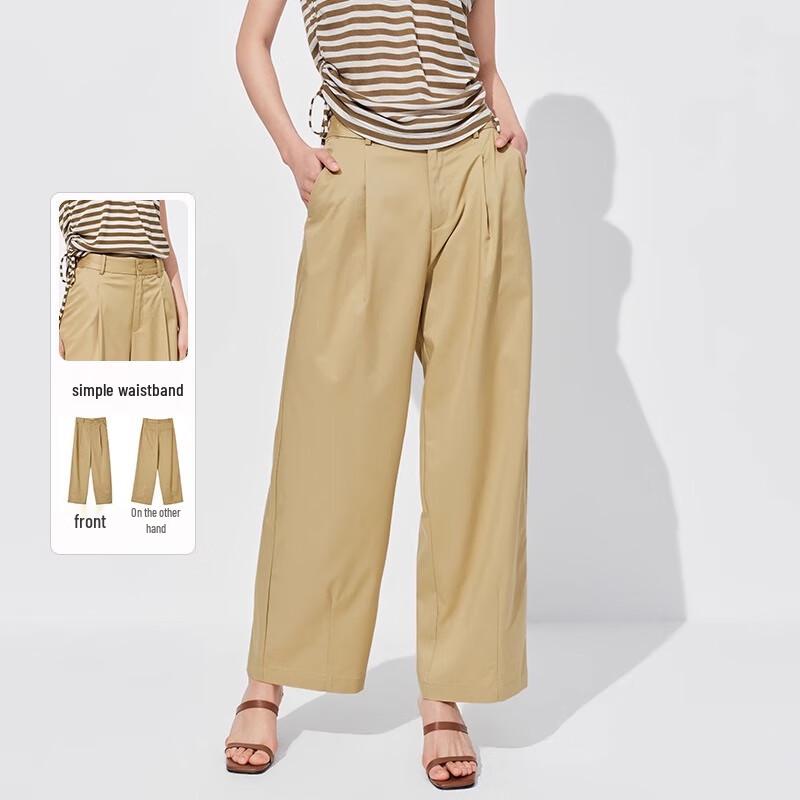 Sweet Basil Women's Draped Anti-Wrinkle Casual Trousers