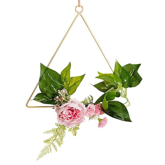 Yousheng Floral Hoop Wreath, Metal Wall Hanging with Flower Decor, Durable Wear-Resistant Floral Hoop Wreath, for Garden Balcony Windowsill