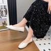 Frühling und Sommer neue einfache weichsohlige Perlen Einzel Schuhe Damen Frühling und Sommer Ein-Pedal flachsohlige Oma Schuhe mit flachem Mund