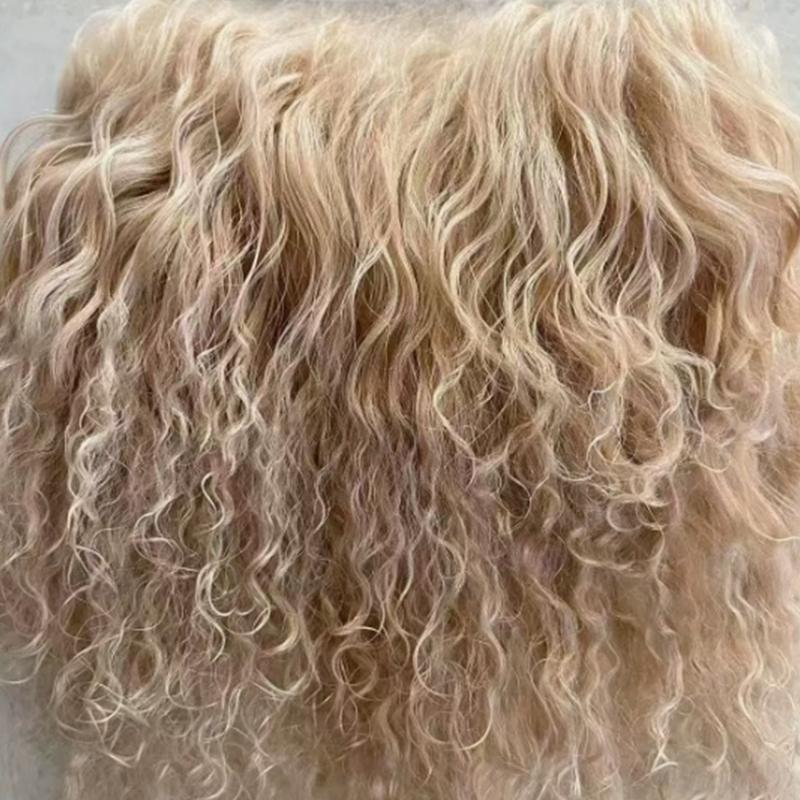 Mongolei Fell Schaffell Wolle Extensions Haarsträhne Lockige Textur Lockige Haarverlängerungen Strapazierfähig Lammfell Fell Puppe Spielzeug Zubehör