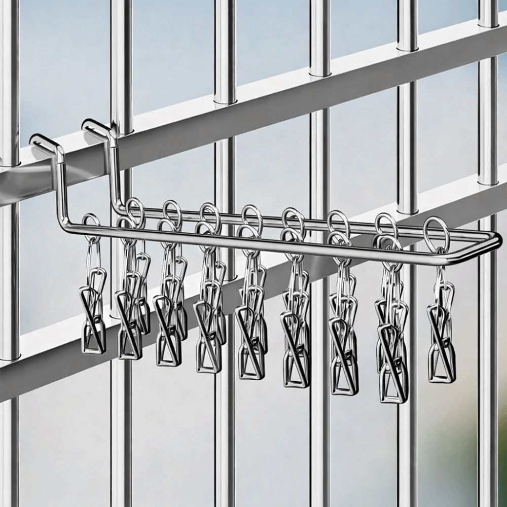 Windproof Socks Drying Rack Stainless Steel Window Net Clothespin Durable Socks Clips  Indoor
