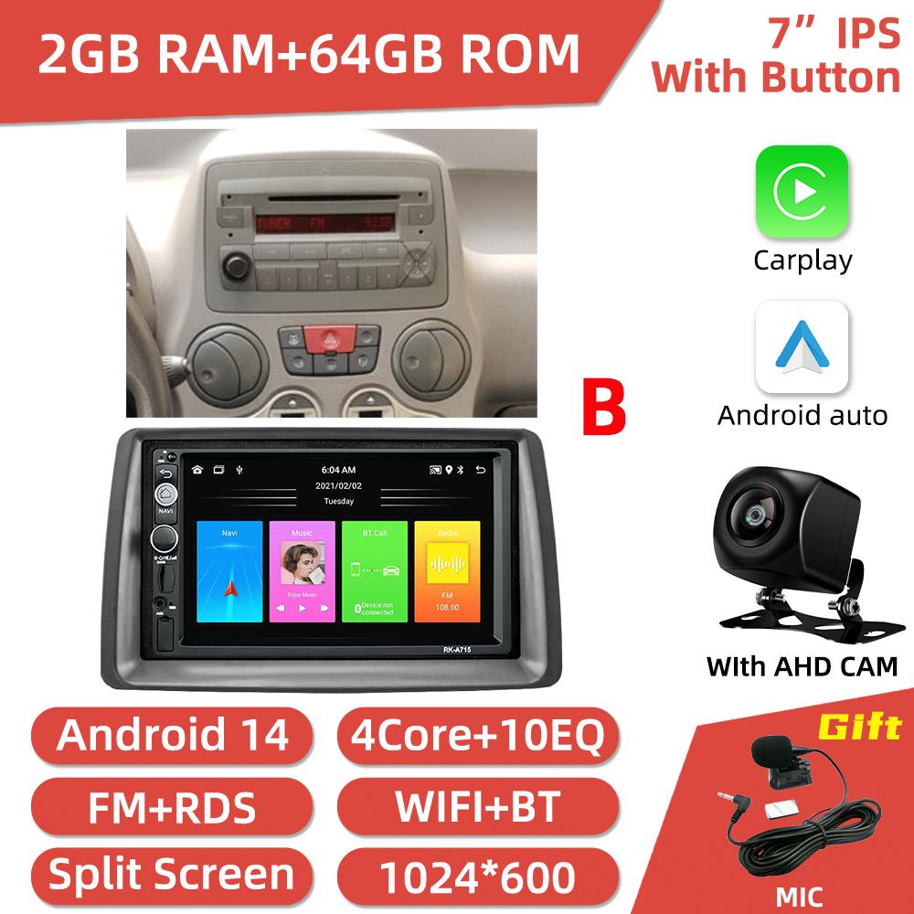 2 Din Android for FIAT Panda 2003 -2012 7" Car Radio Multimedia Player Head Unit with Frame Wifi GPS Navigation Stereo Autoradio