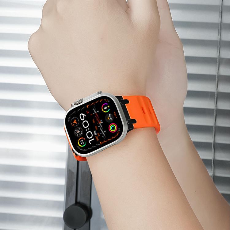 Customised Step-Style Solid Colour Silicone Sport Watch Band For Apple Watch 49mm/46mm/45mm/44mm, Adjustable Replacement Wrist Strap