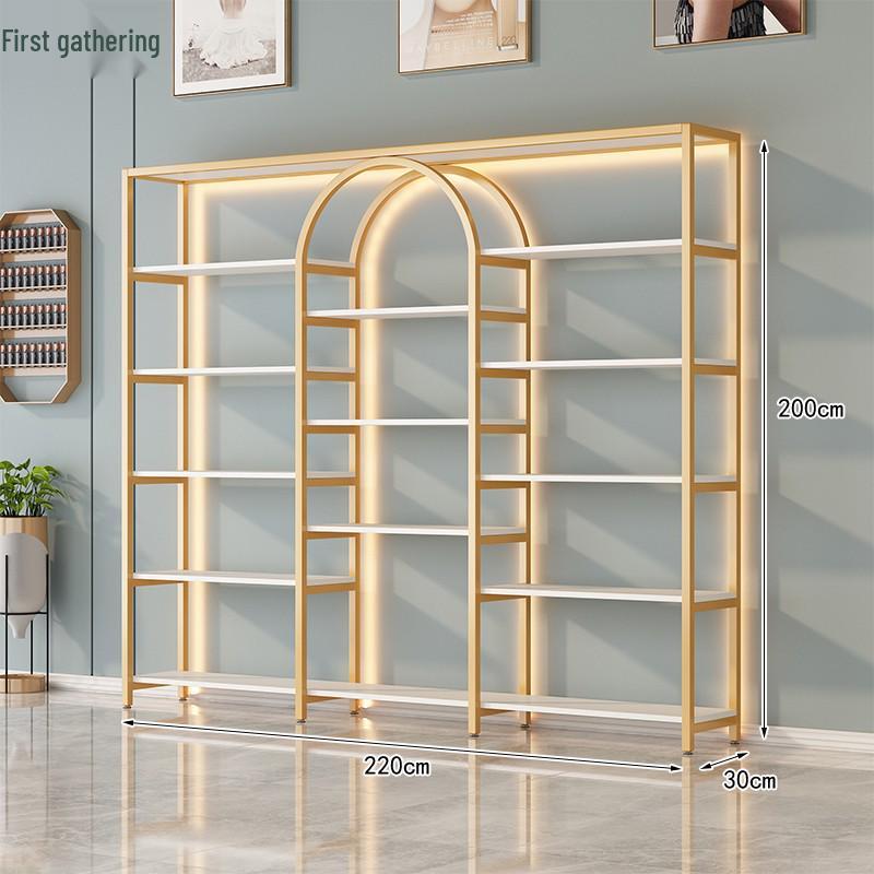 Multi-Function Light Luxury Nail Polish & Skincare Display Shelf for Beauty Salons