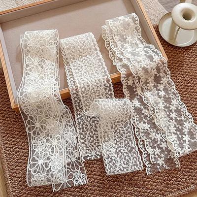 Nastro di Pizzo Sciarpa per Capelli Trecce Fascia Accessori per Capelli Borsa Ricamata Floreale Sciarpe Lunghe da Collo Nastro Cappello da Sole Bordo in Pizzo F
