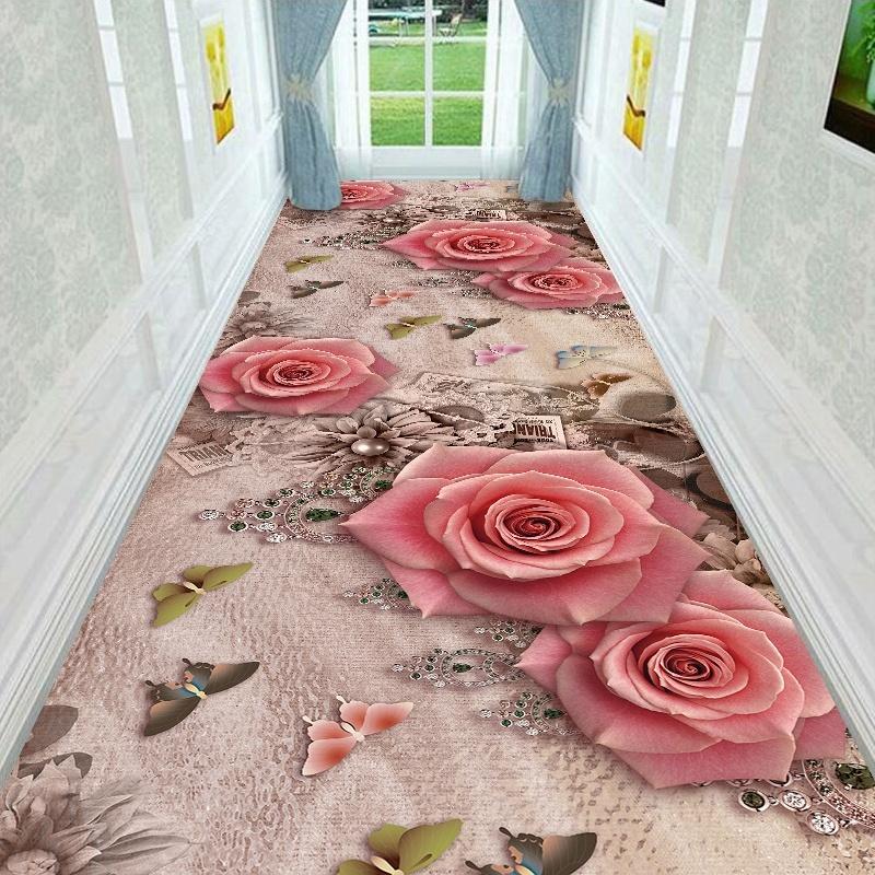 Tapetes Laváveis Antiderrapantes com Base de Borracha Tapete Passadeira Floral Macio para Corredores, Cozinha, Lavanderia, Quarto, Banheiro