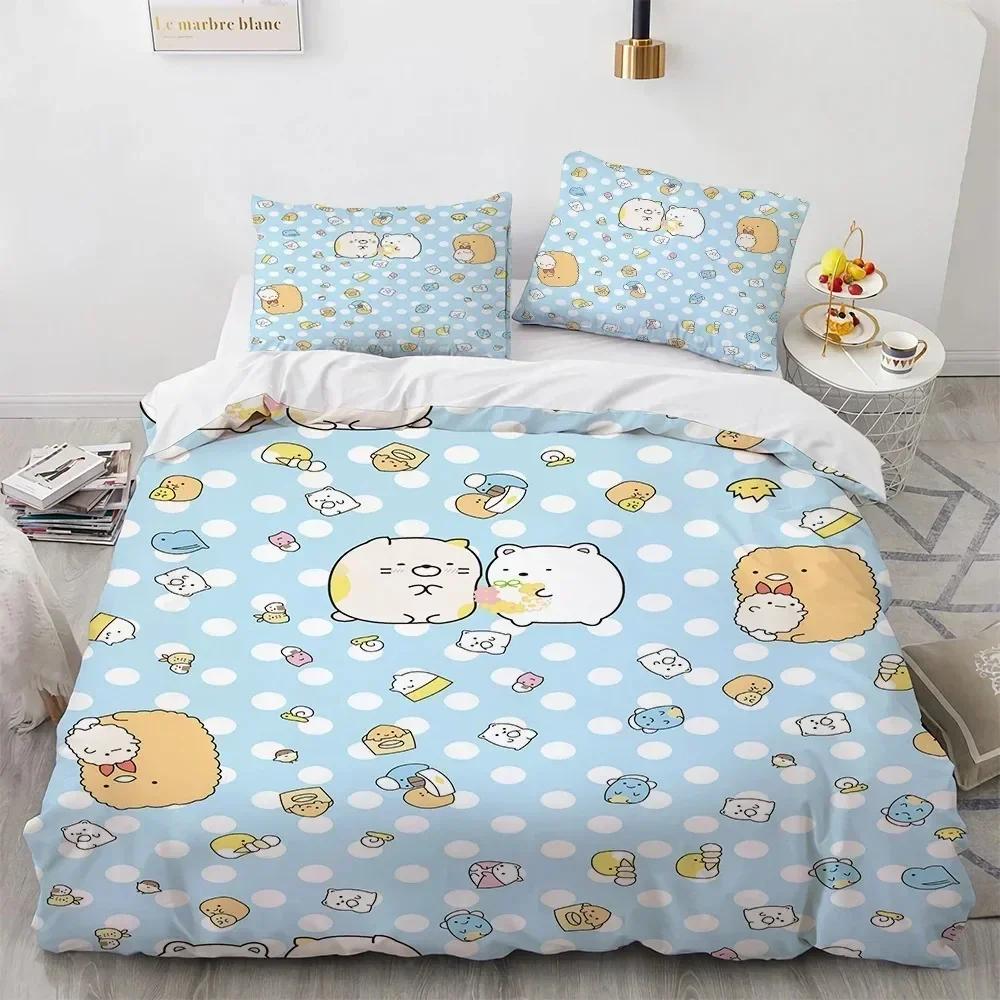 Anime Kawaii Cartoon Sumikko Gurashi Bedding Set Duvet Cover Sheet Printed Pillowcase Bed Full Queen King Size Comforter Bedroom